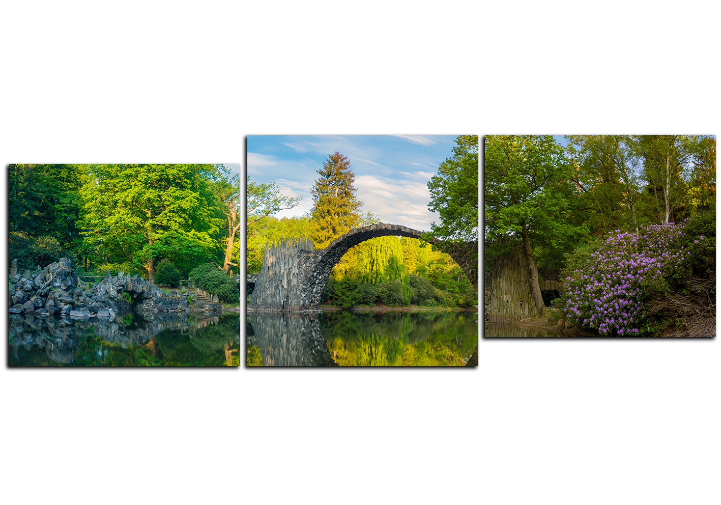 Obraz na plátně - Most v parku v Kromlau - panoráma Obraz na plátně - Most v parku v Kromlau - panoráma